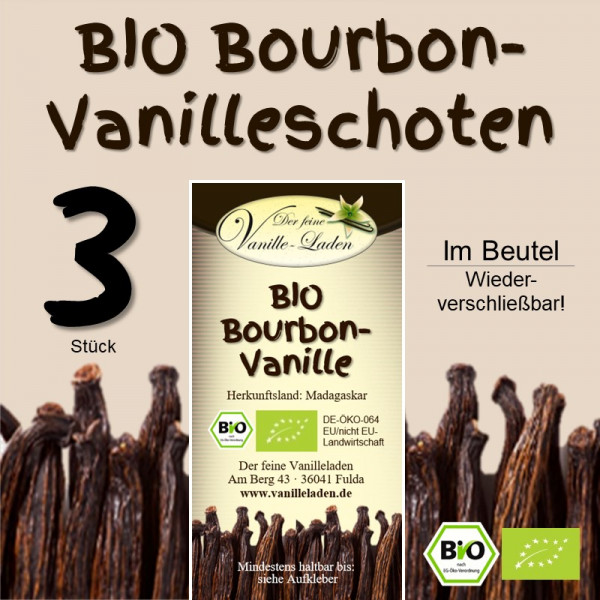 Original Bourbon-Vanilleschoten 18-19 cm (3 Stück)